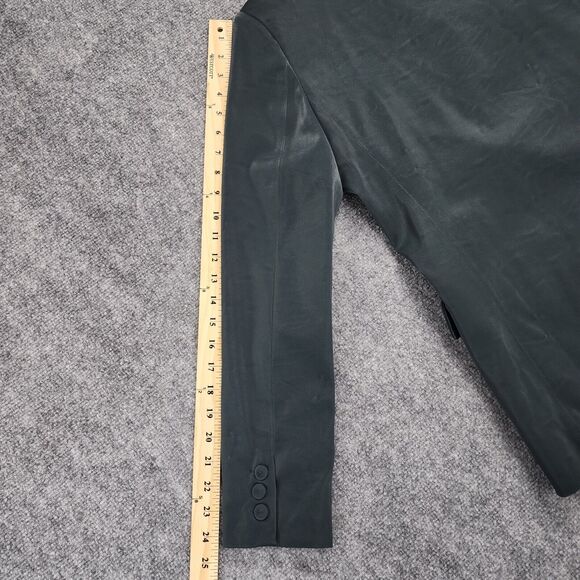 BLANKNYC Blazer Womens Small Green Vegan Faux Leather Double Breasted Pockets - Picture 7 of 16